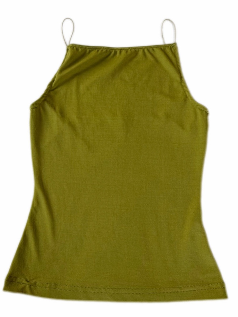 XOXO Y2K MINIMALIST CAMI TANK TOP WOMENS SMALL OLIVE GREEN SPAGHETTI STRAP
